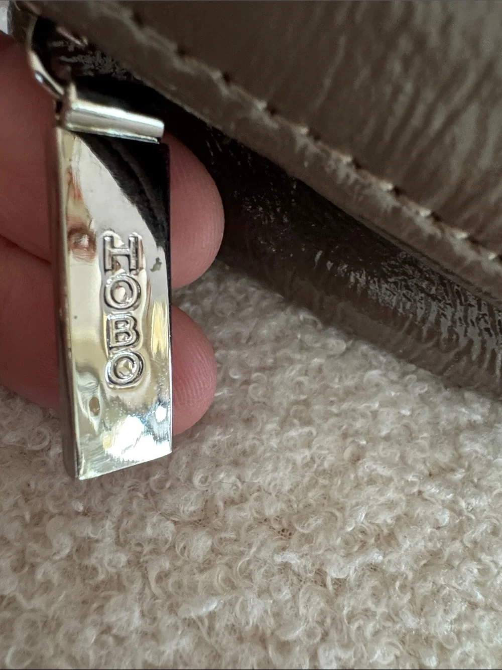 HOBO Brown Leather Fold-Over Clutch with Silver Ring Accent